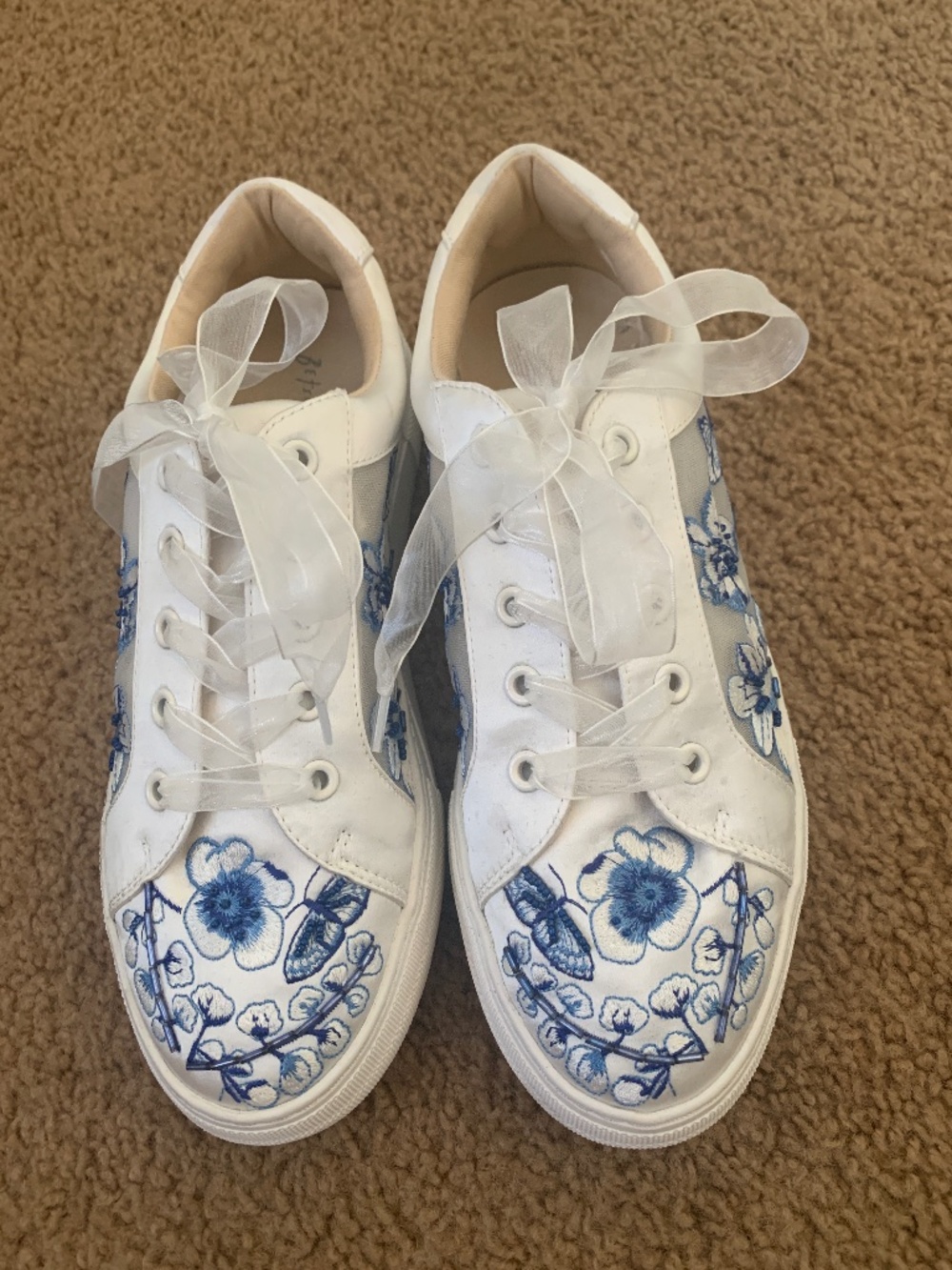 Betsey Johnson sneakers Shoes Blue and White flowers and lace up